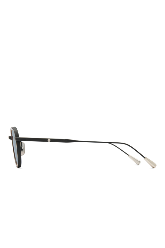 Panache Black/Palladium & Medium Tortoise Inlay, Solid Indigo Blue